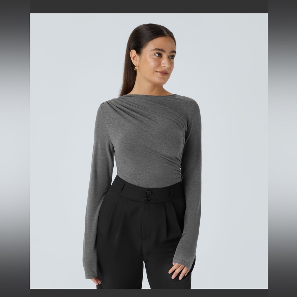 HALARA Gray Long Sleeve Asymmetrical Women's Top NWT